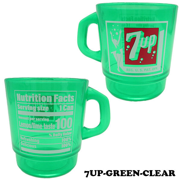 平替 Fire king|復古廣告 7 up 透明廣告牛奶杯 Stacking Mug