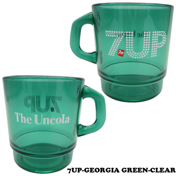 平替 Fire king|復古廣告 7 up 透明廣告牛奶杯 Stacking Mug