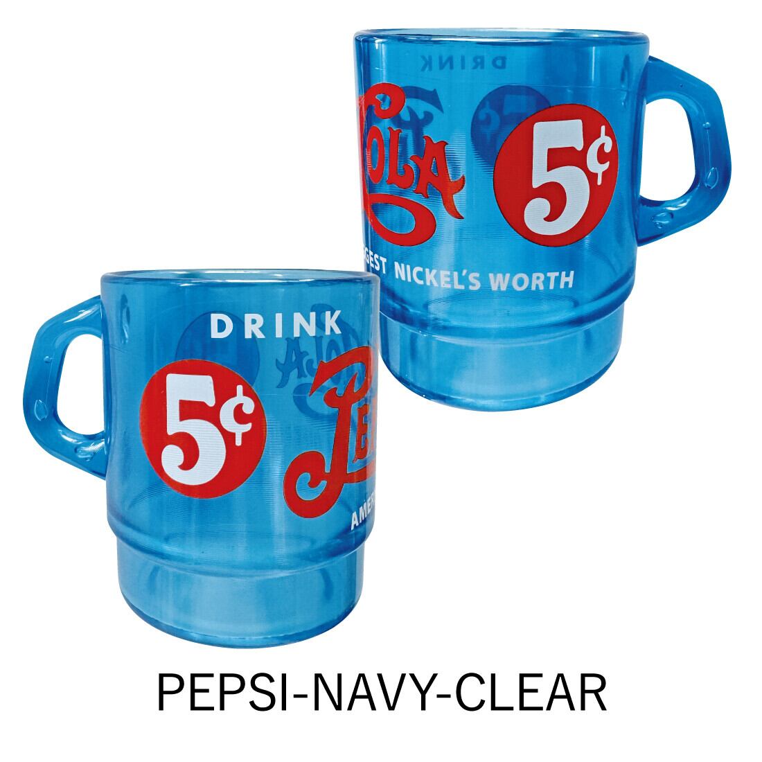 平替 Fire king|復古廣告 Pepis Drink 透明廣告牛奶杯 Stacking Mug