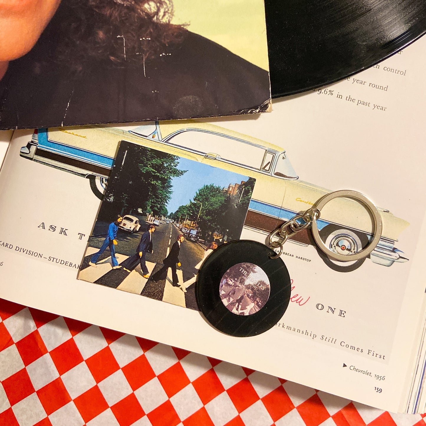 Beatles重製黑膠耳環鎖匙扣