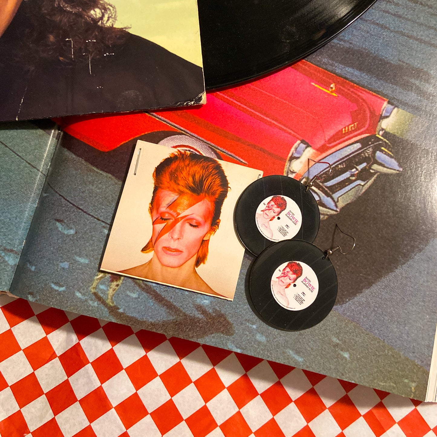 David Bowie 重製黑膠耳環鎖匙扣
