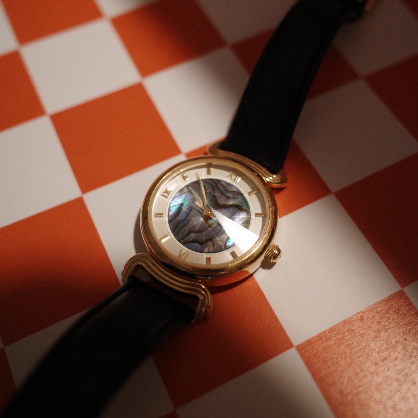 中古 Fossil Abalone Stone Prism 閃閃石英 手錶