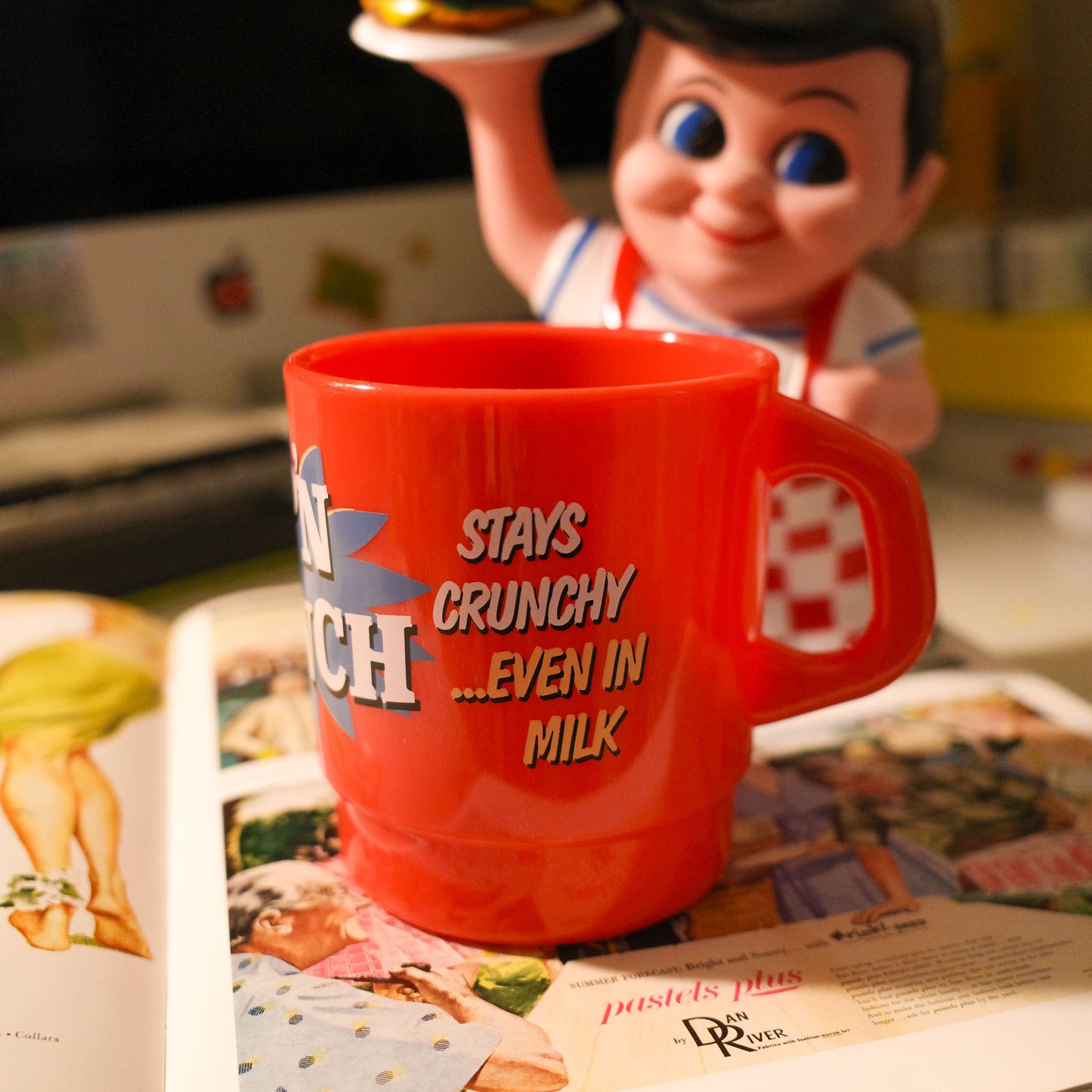 平替 Fire-king |復古廣告 Cap'n Crunch 廣告牛奶杯 Stacking Mug