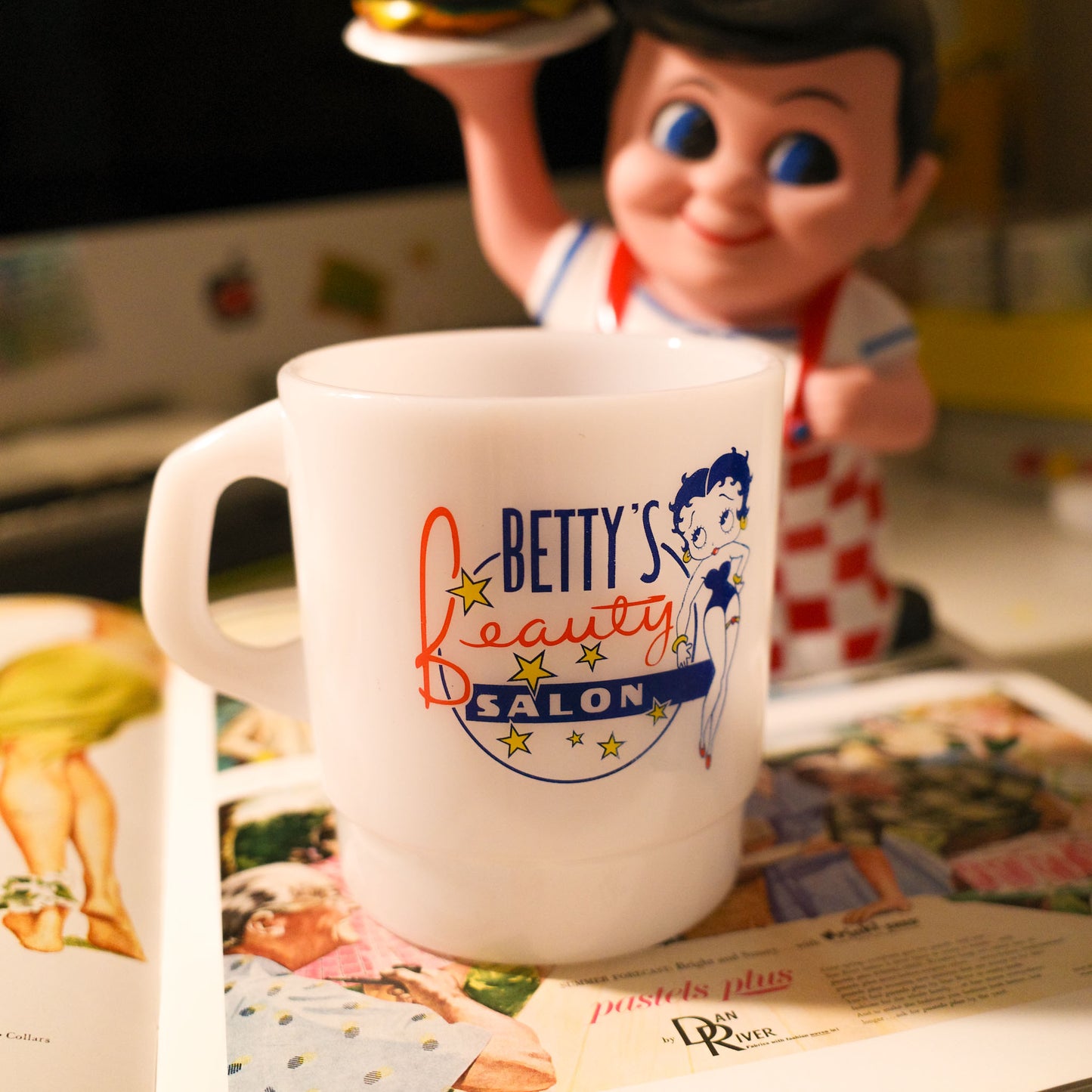 平替 Fire king|復古廣告 Betty 廣告牛奶杯 Stacking Mug