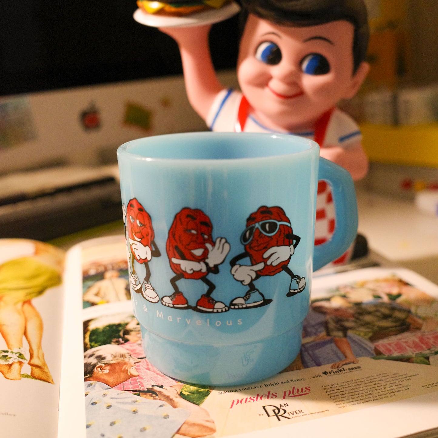 平替 Fire king|復古廣告 Raisins 廣告牛奶杯 Stacking Mug