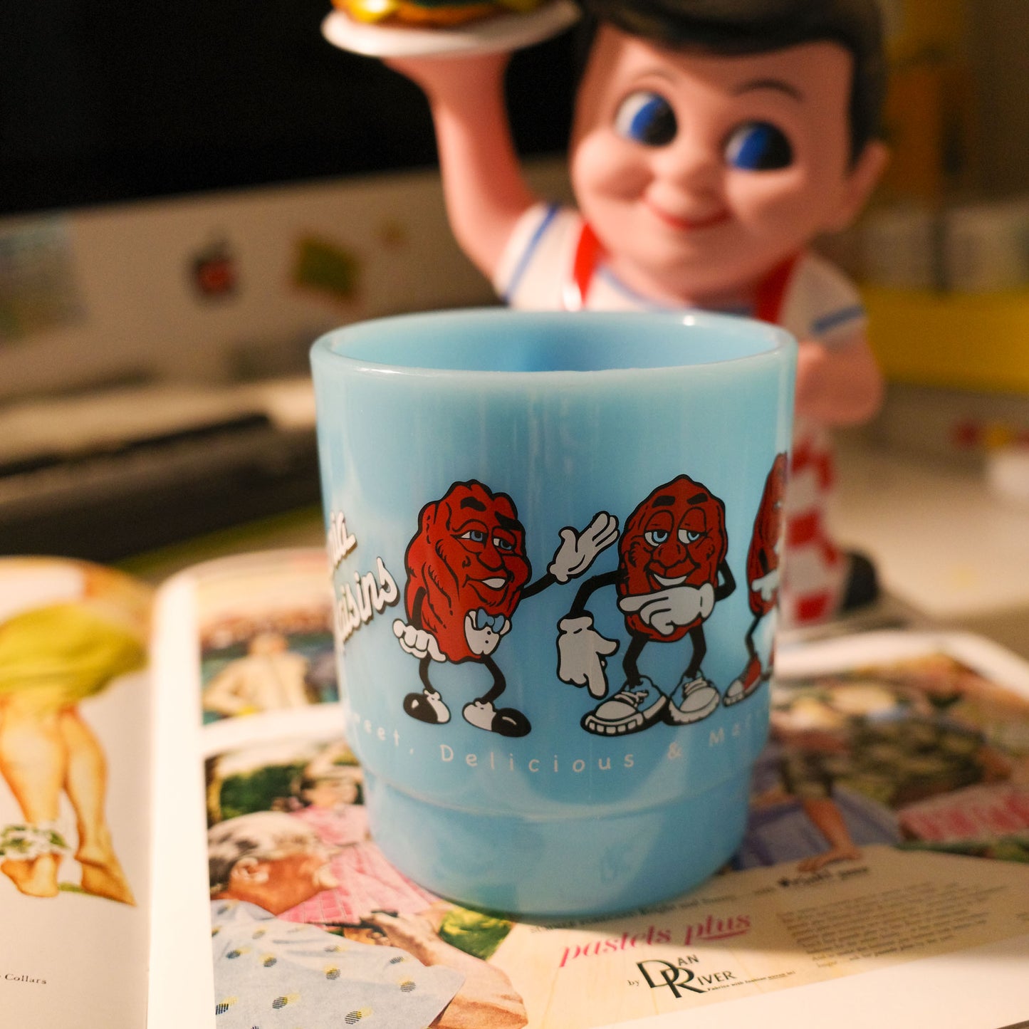 平替 Fire king|復古廣告 Raisins 廣告牛奶杯 Stacking Mug