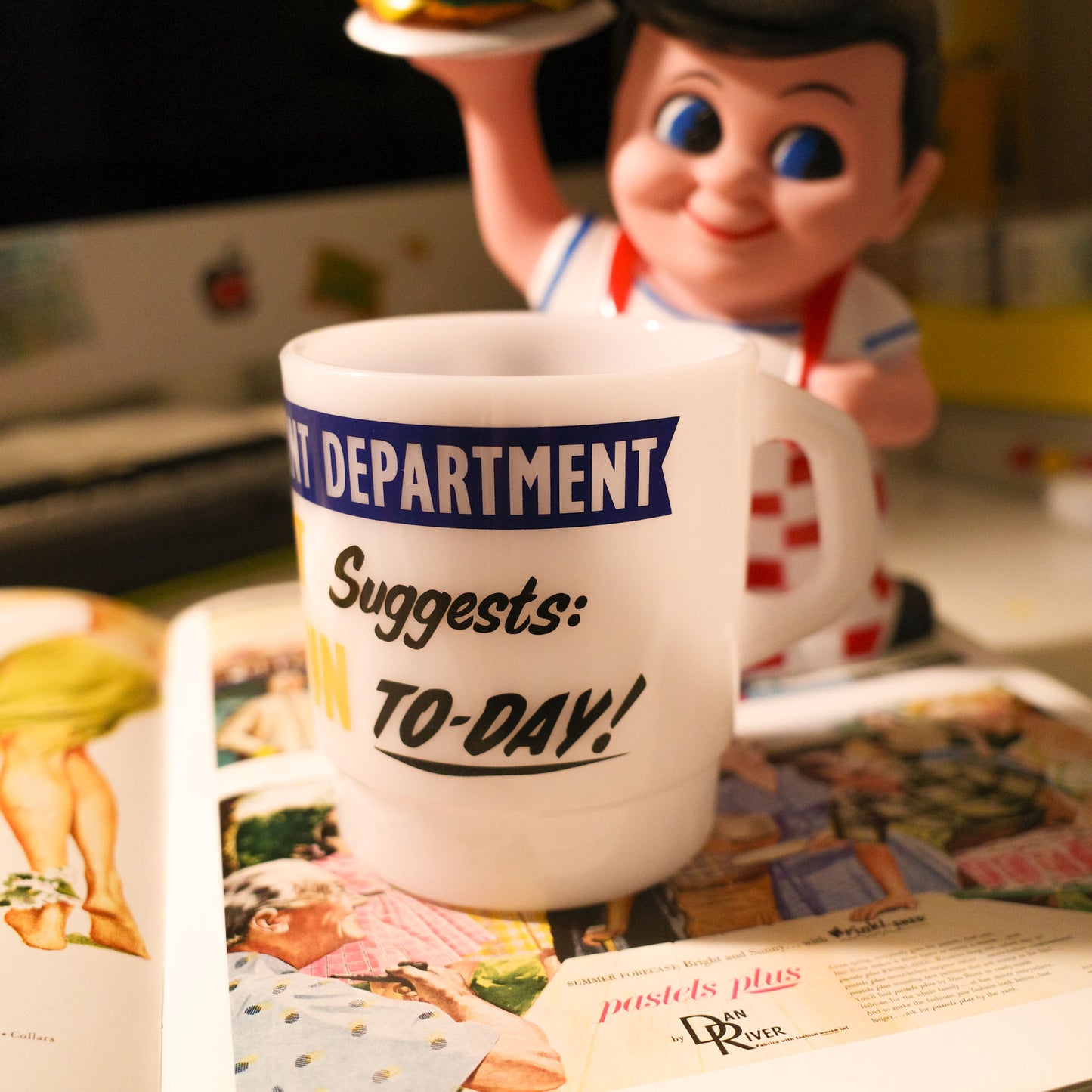 平替 Fire king|復古廣告 Mr Peanut 廣告牛奶杯 Stacking Mug