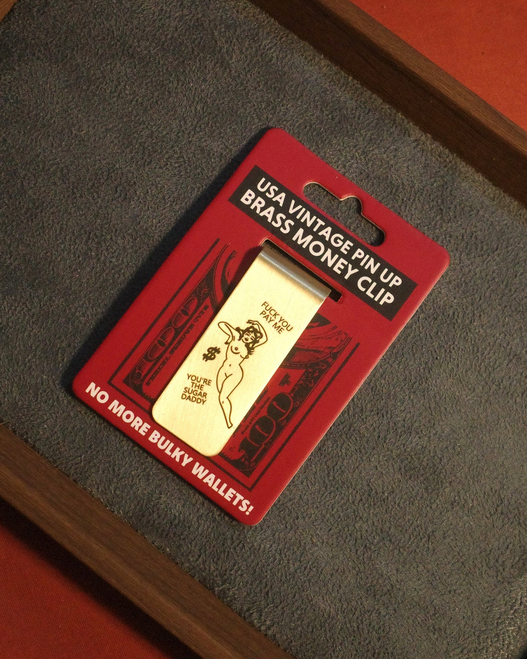 Retro USA design Money Clip - Brass