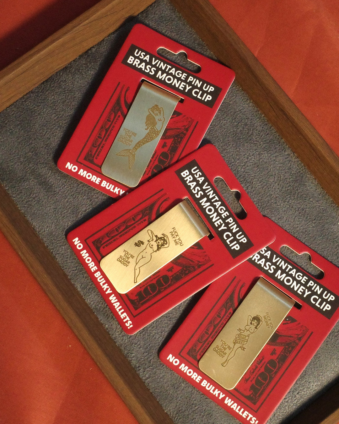 Retro USA design Money Clip - Brass