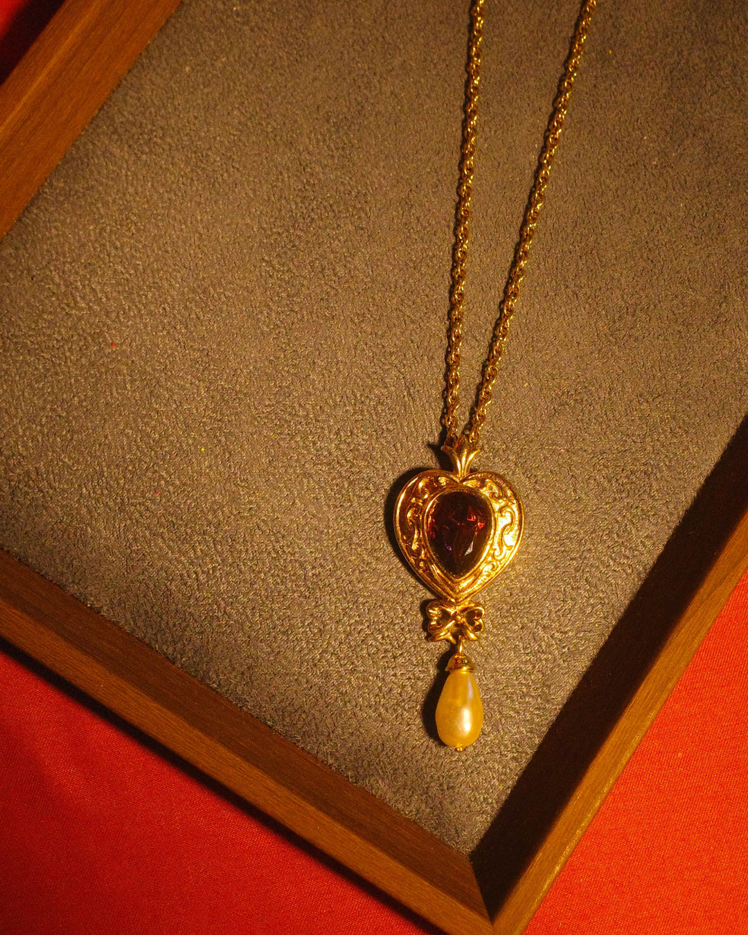 AVON Purple Heart Crystal Pendant Necklace
