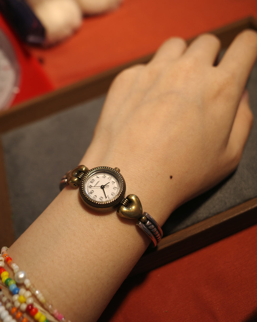 1990's Fossil heart shape with cuff watch