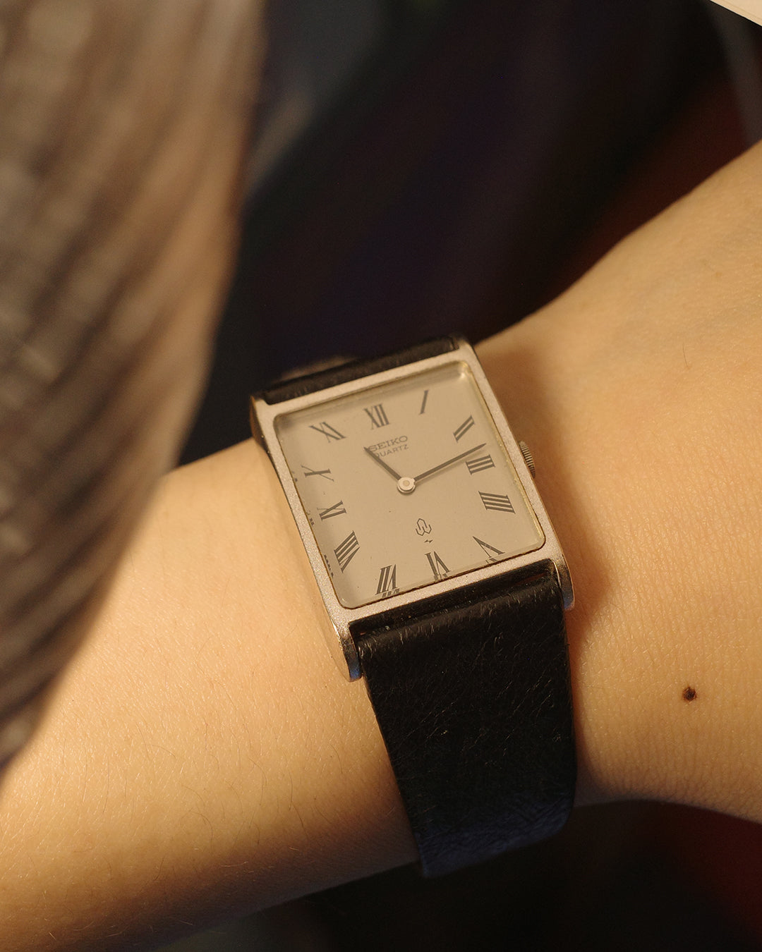 1987 Seiko silver tank quartz watch 43-5100