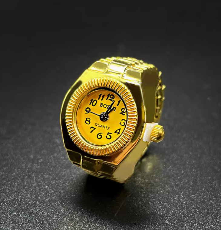 Retro Ring watch- Gold Tone Circle