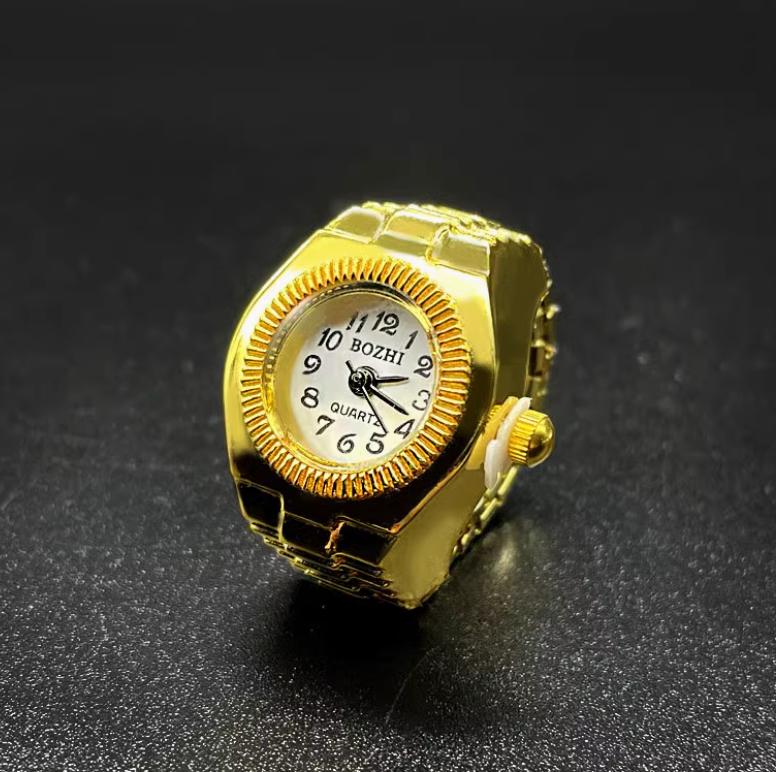 Retro Ring watch- Gold Tone Circle