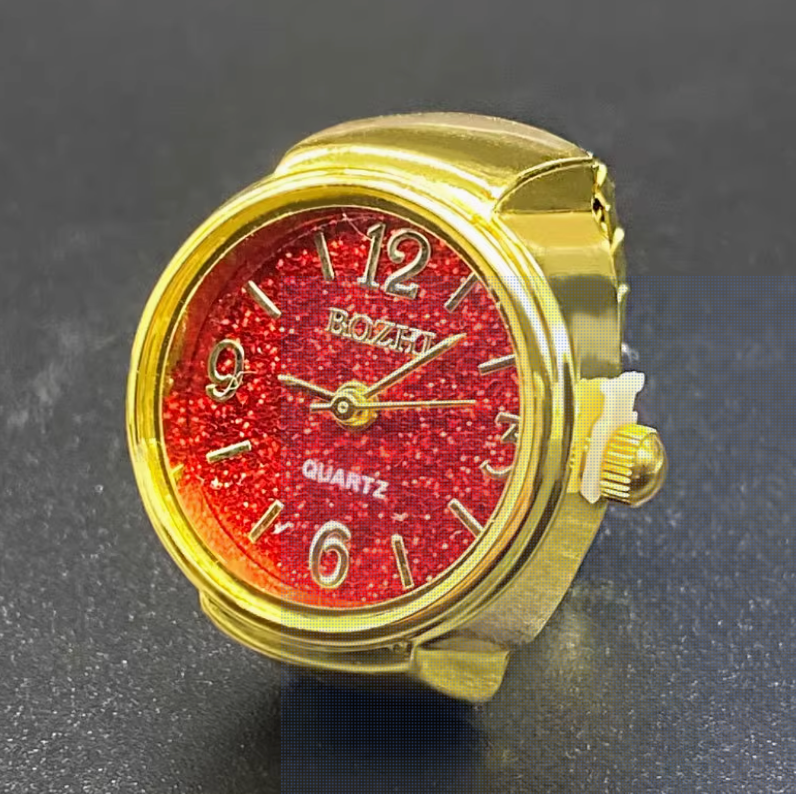 Retro Ring watch- gold sparkle