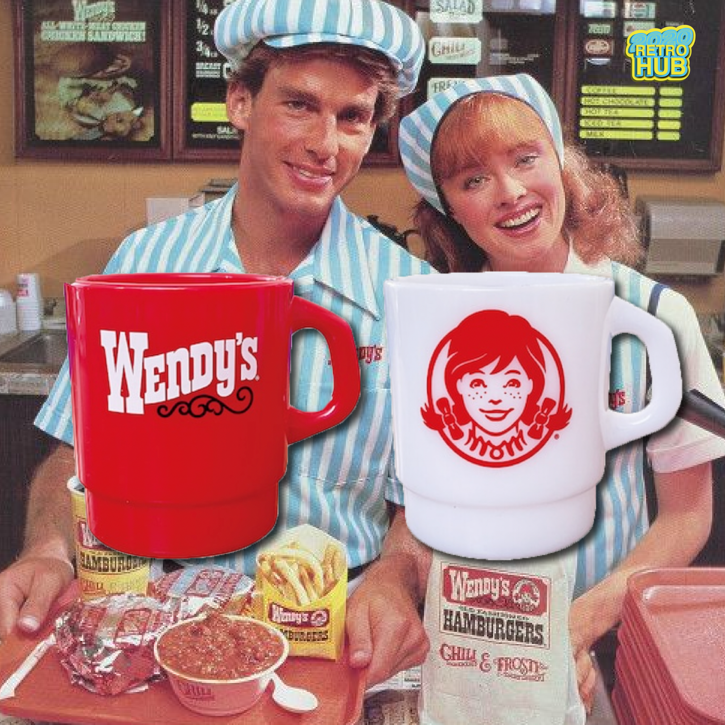 平替 Fire king |復古廣告 Wendy's 廣告牛奶杯 Stacking Mug