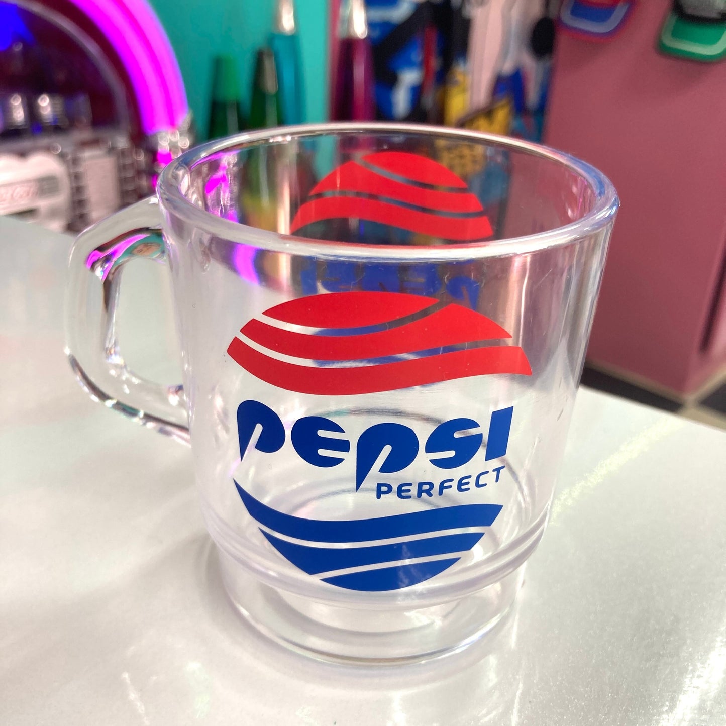 平替 Fire king|復古廣告 Pepis Drink 透明廣告牛奶杯 Stacking Mug