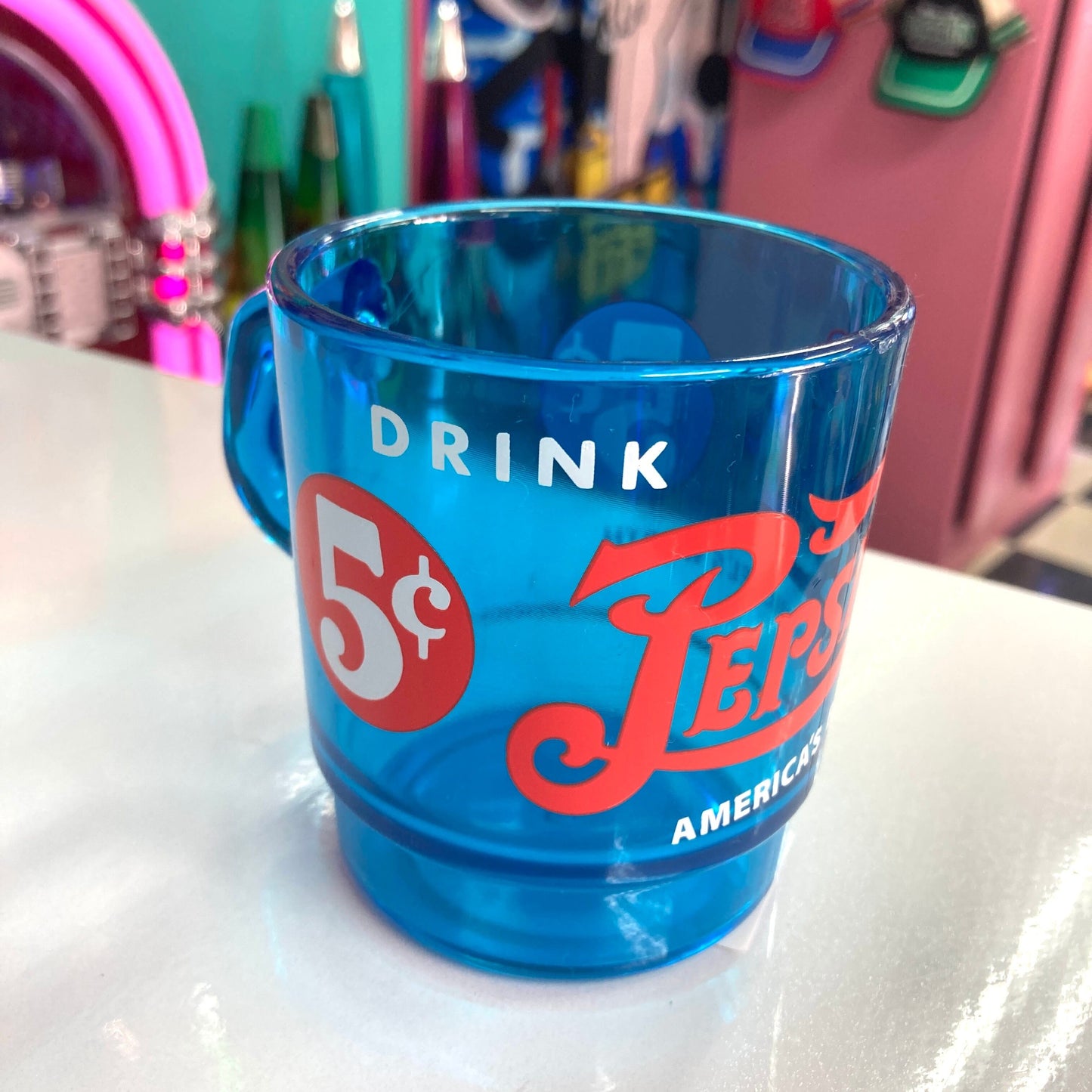 平替 Fire king|復古廣告 Pepis Drink 透明廣告牛奶杯 Stacking Mug