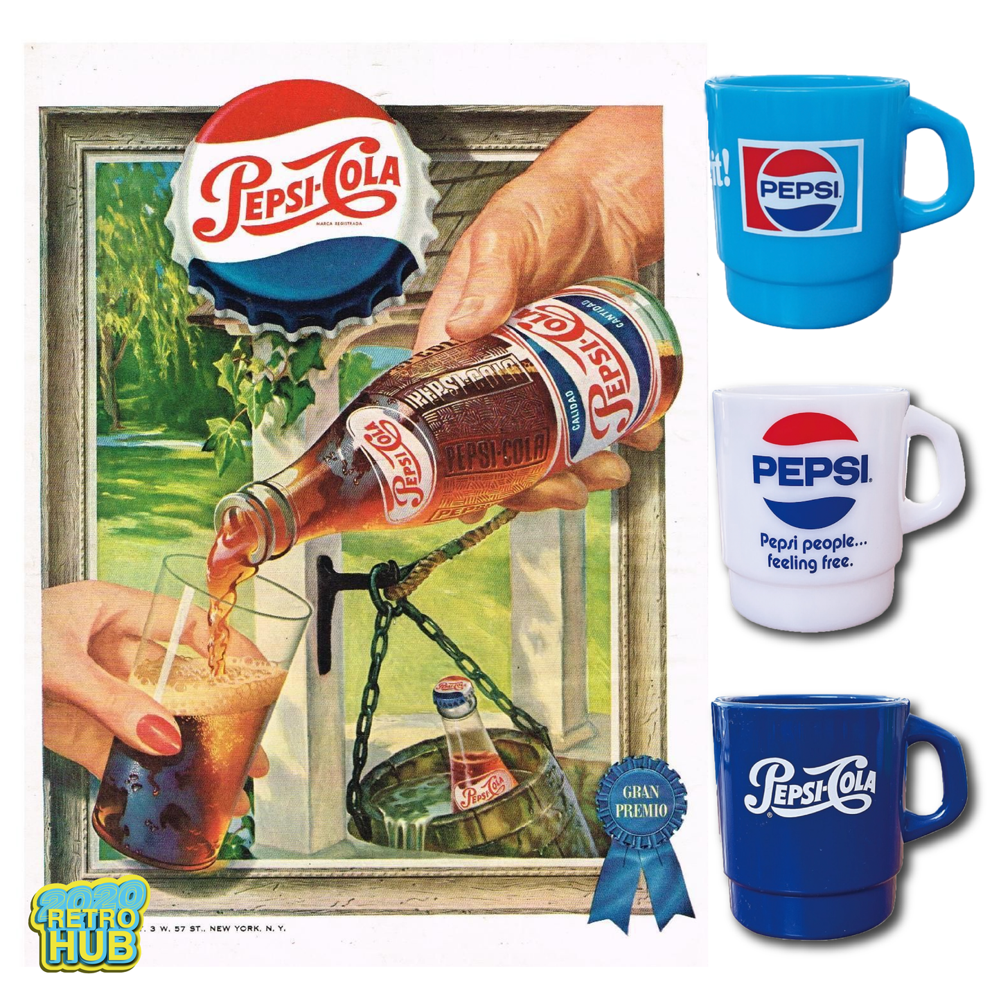 平替 Fire king|復古廣告 Pepsi 廣告牛奶杯 Stacking Mug