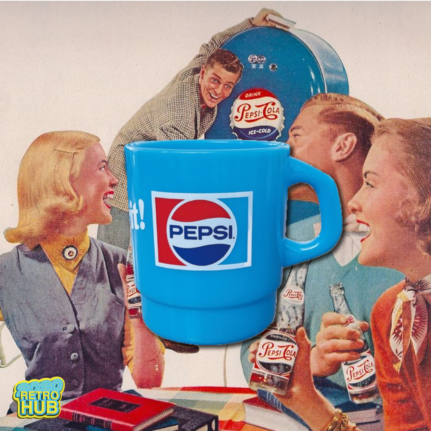 平替 Fire king|復古廣告 Pepsi 廣告牛奶杯 Stacking Mug