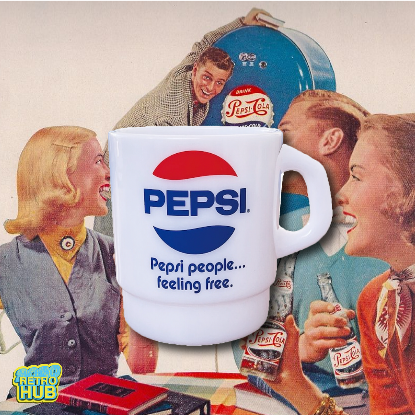 平替 Fire king|復古廣告 Pepsi 廣告牛奶杯 Stacking Mug