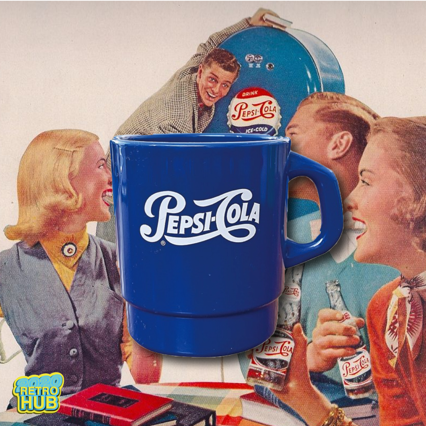 平替 Fire king|復古廣告 Pepsi 廣告牛奶杯 Stacking Mug