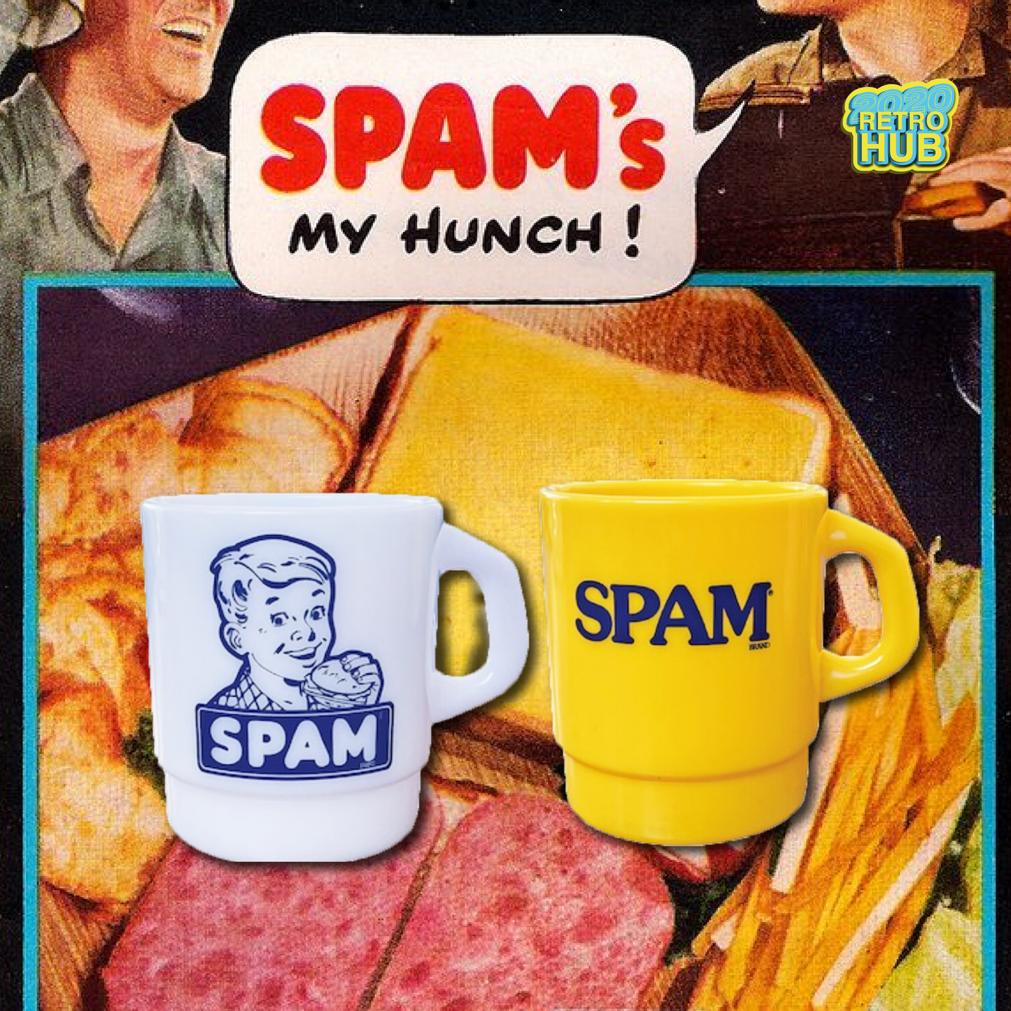 平替 Fire king|復古廣告 Spam 午餐肉男仔 廣告牛奶杯 Stacking Mug