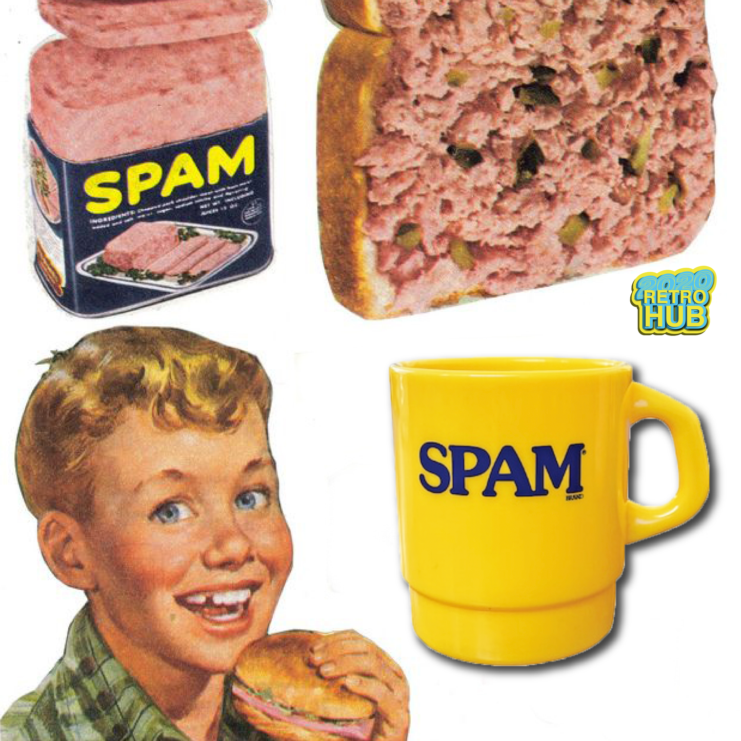 平替 Fire king|復古廣告 Spam 午餐肉男仔 廣告牛奶杯 Stacking Mug