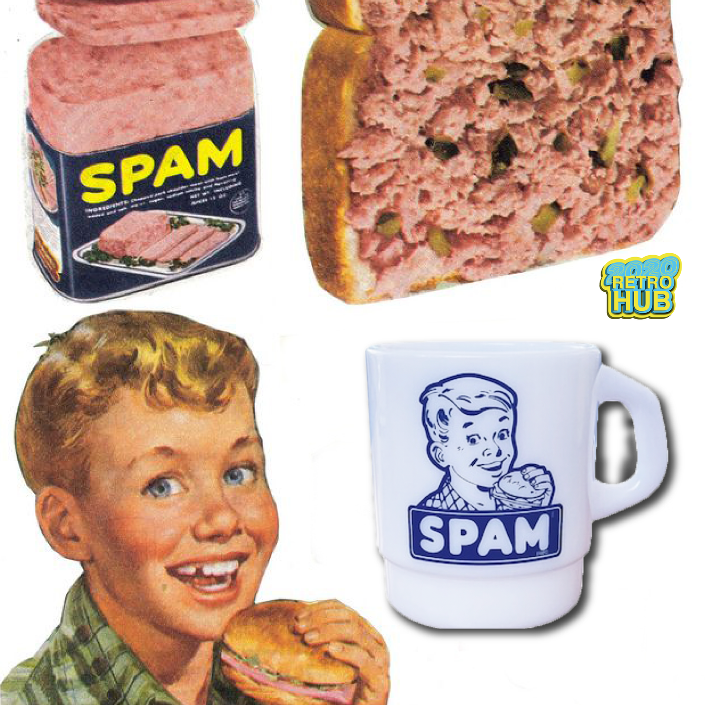 平替 Fire king|復古廣告 Spam 午餐肉男仔 廣告牛奶杯 Stacking Mug