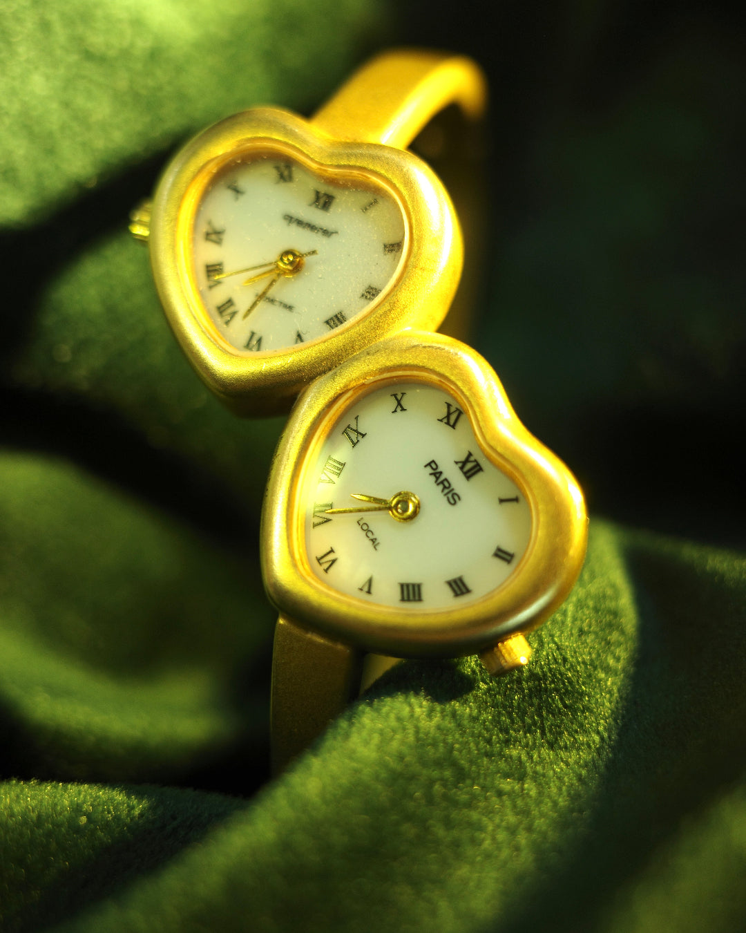 Double heart cuff watch