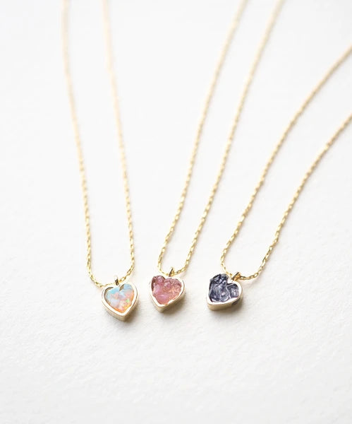 Necklace [MUK Design -  heart] Gold Tone Dreamy Stone