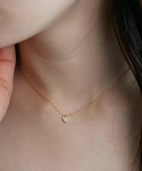 Necklace [MUK Design -  heart] Gold Tone Dreamy Stone