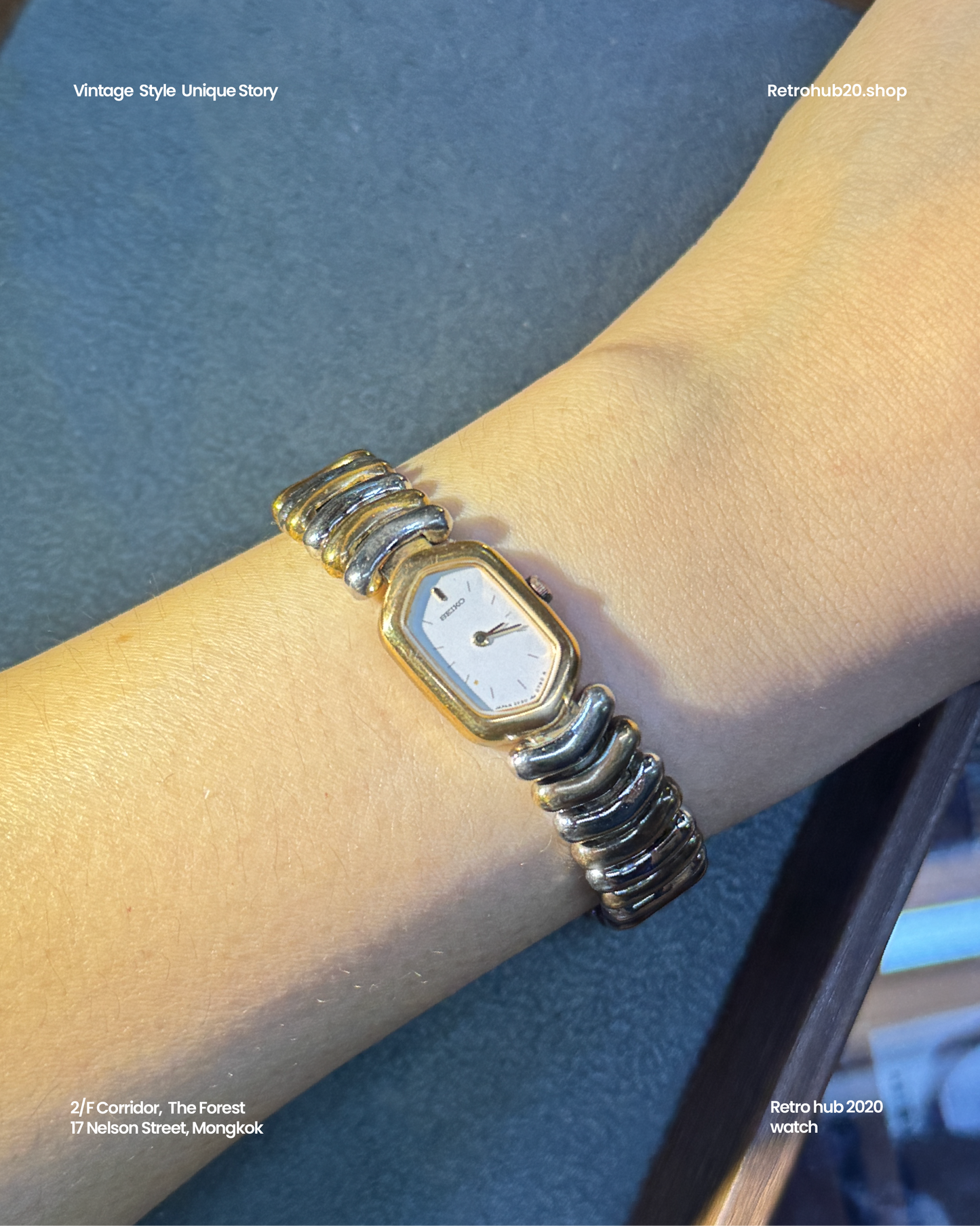 1989 Seiko hexagon two Tone quartz watch 2e20-562a