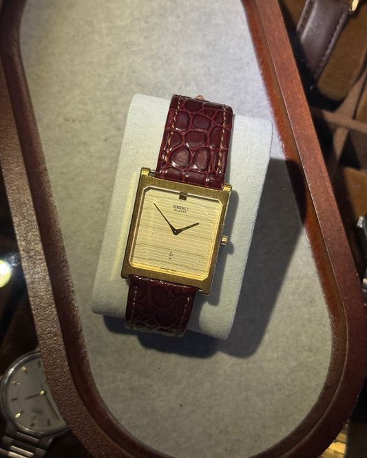1988 Seiko gold brick striped quartz watch 2620-5220