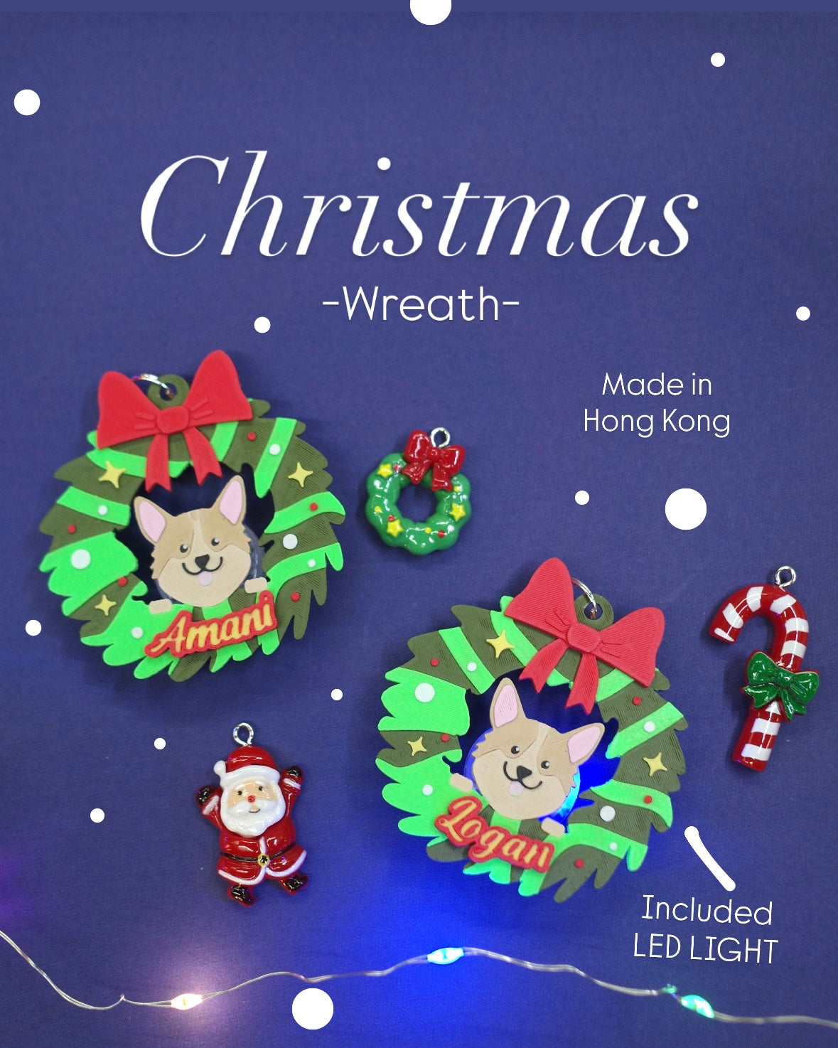 Name tag- Pet Face Christmas wreath 🎄