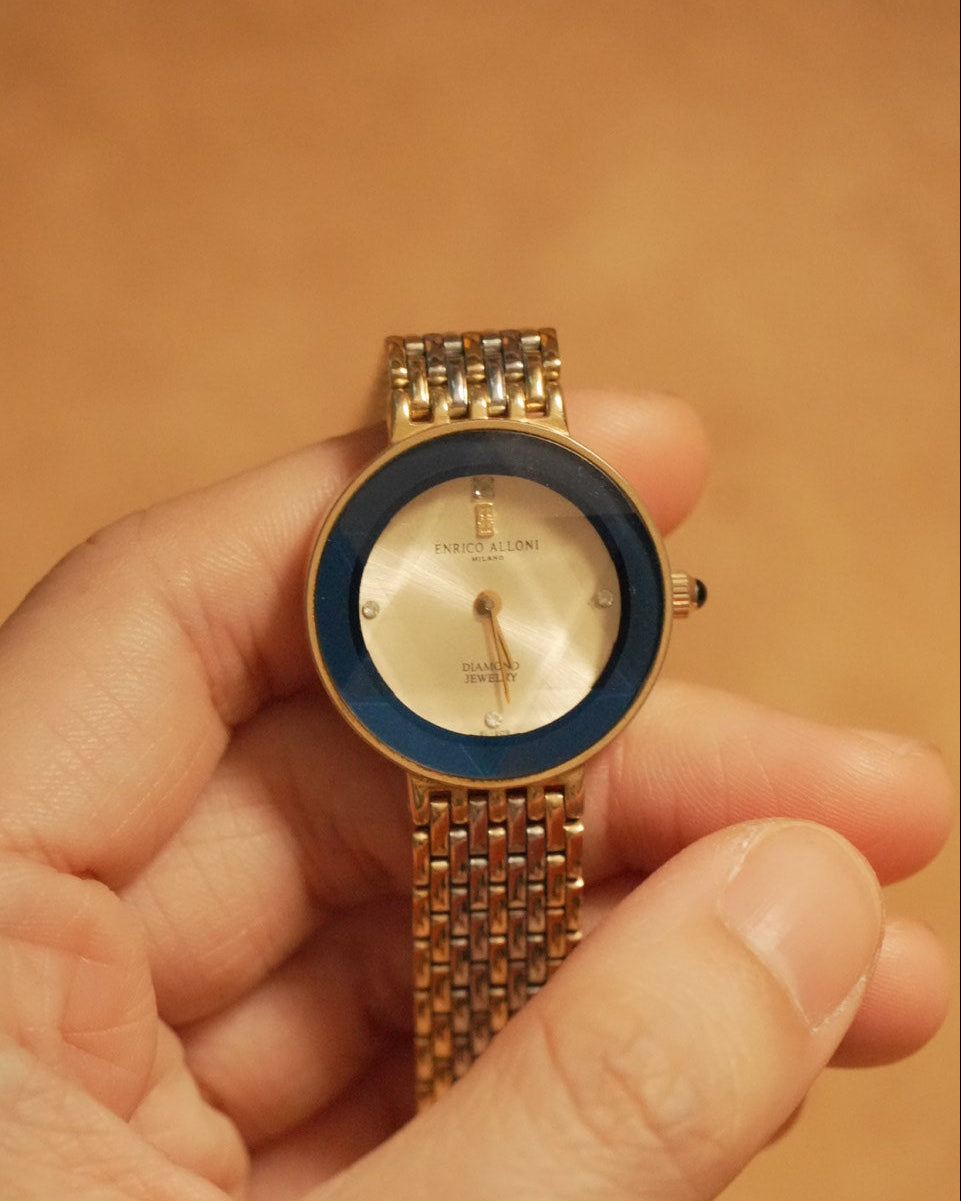 1990 enrico alloni diamond cut glass quartz watch