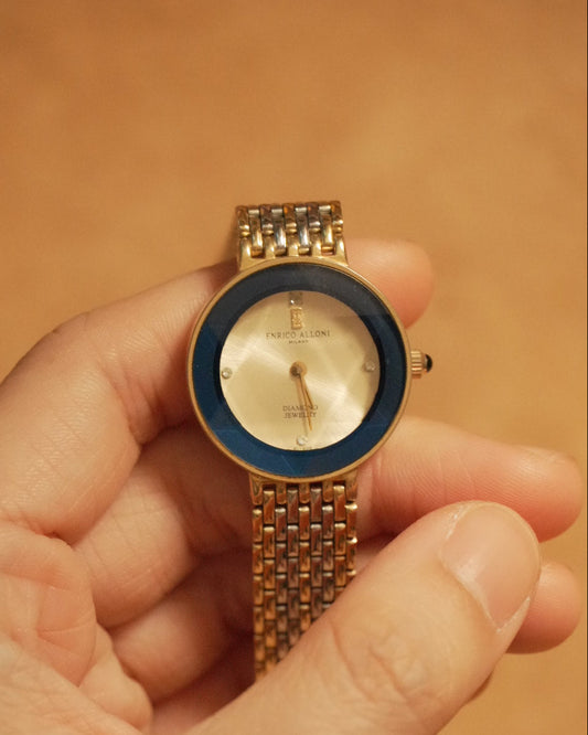 1990 enrico alloni diamond cut glass quartz watch