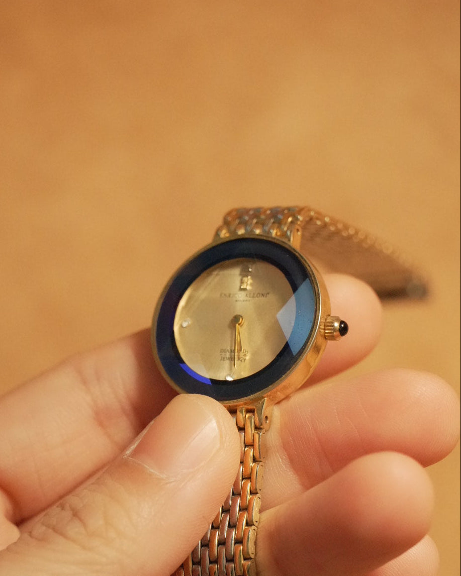 1990 enrico alloni diamond cut glass quartz watch