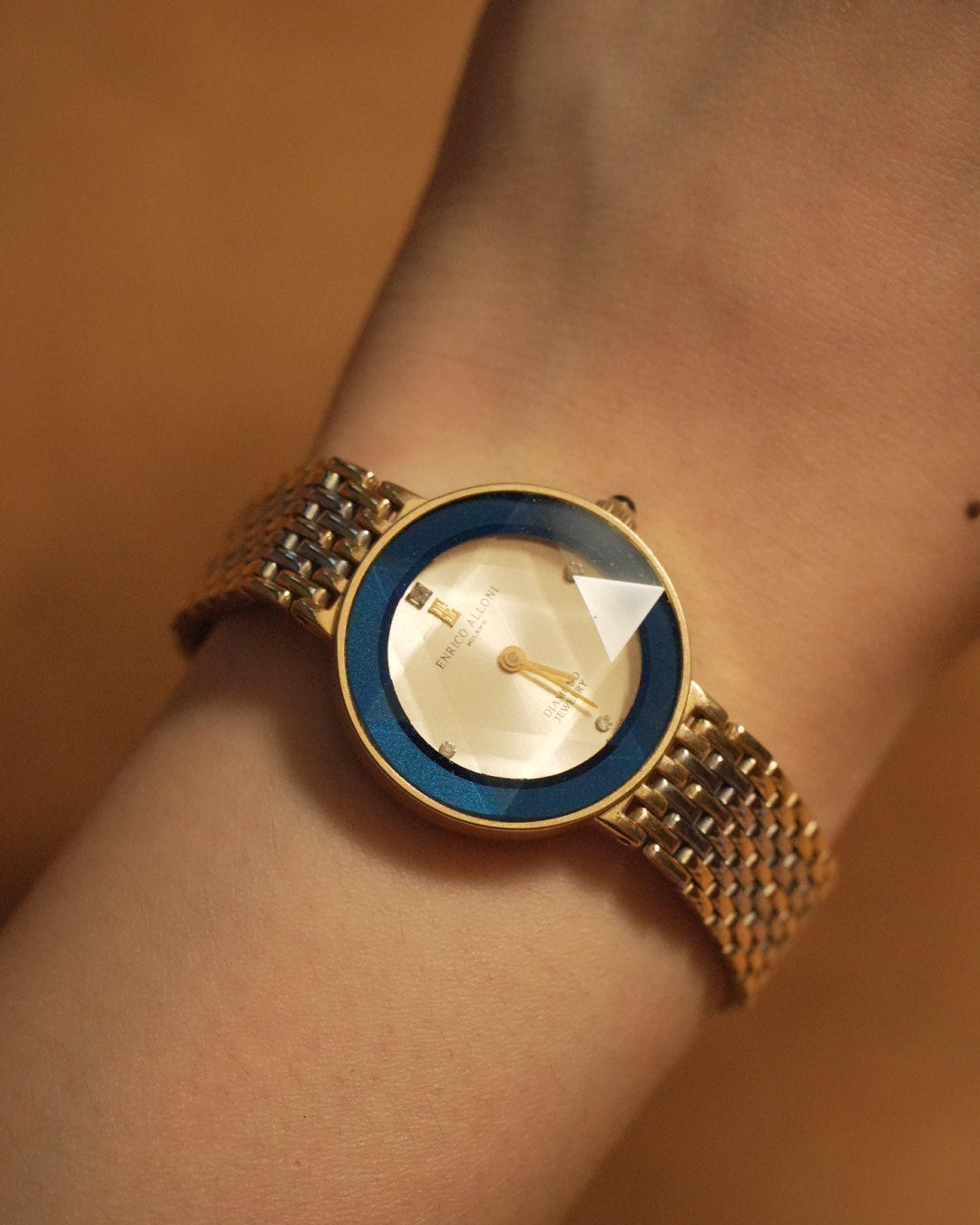 1990 enrico alloni diamond cut glass quartz watch