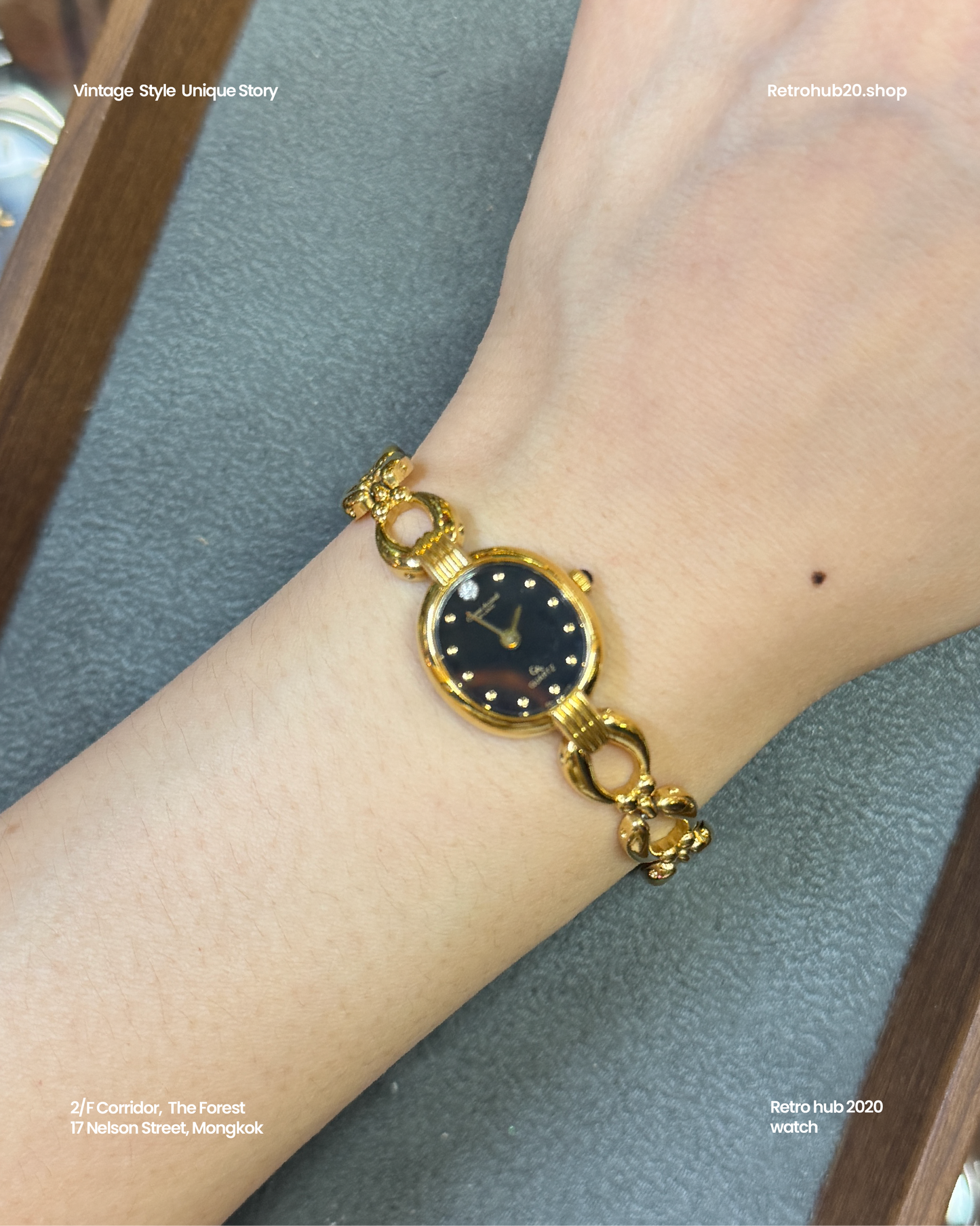 Gianni Accardi black face diamond gold tone bracelet watch