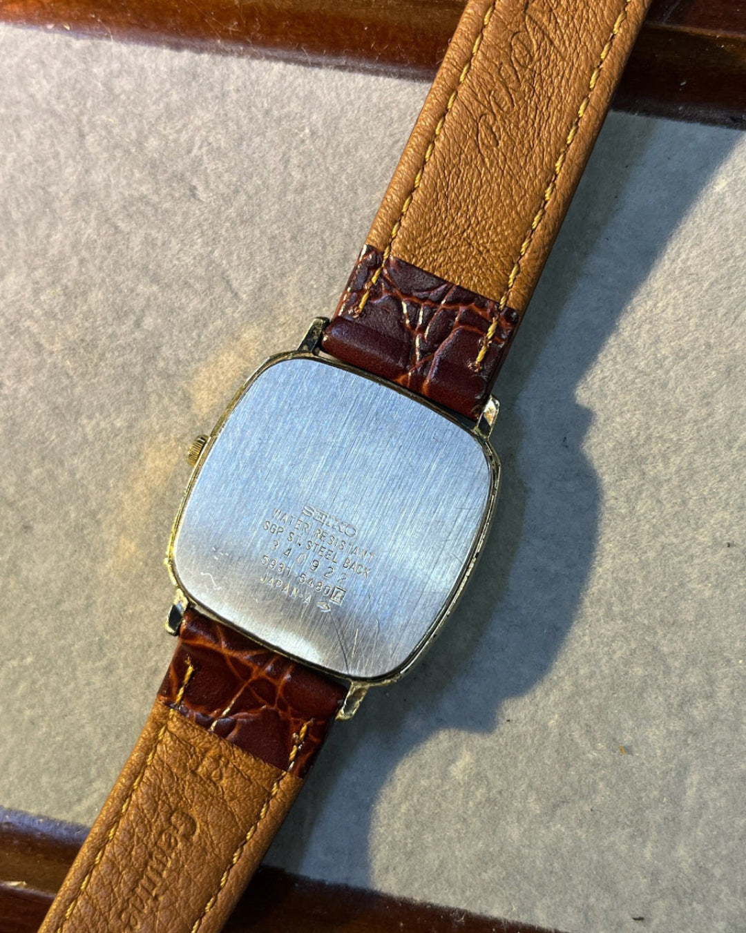 1983 Seiko Square Cream TV dial chariot quartz watch 5931-5480