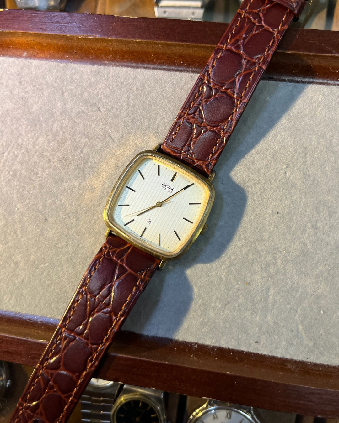 1983 Seiko Square Cream TV dial chariot quartz watch 5931-5480
