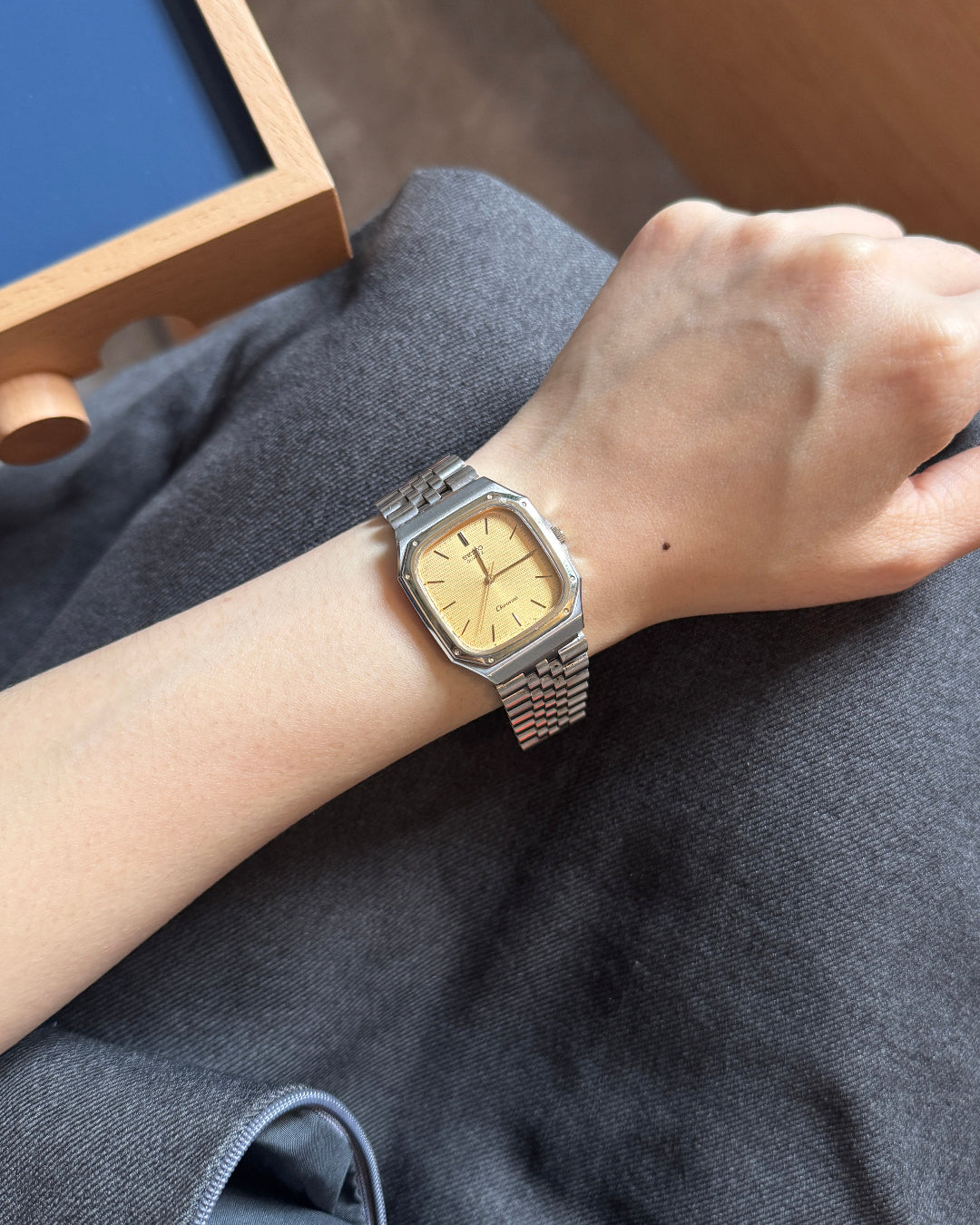 1986 Vintage Seiko Chronos square two tone Watch 7731-5130