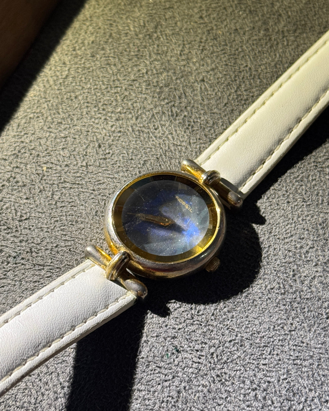 Fossil Diamond cut Prism Glass galaxy quartz watch