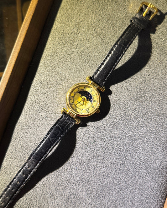 Fossil Diamond cut Prism Glass sunmoon phase quartz watch