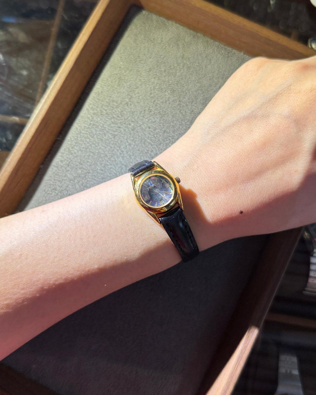 Fossil Diamond cut Prism Glass abalone quartz watch