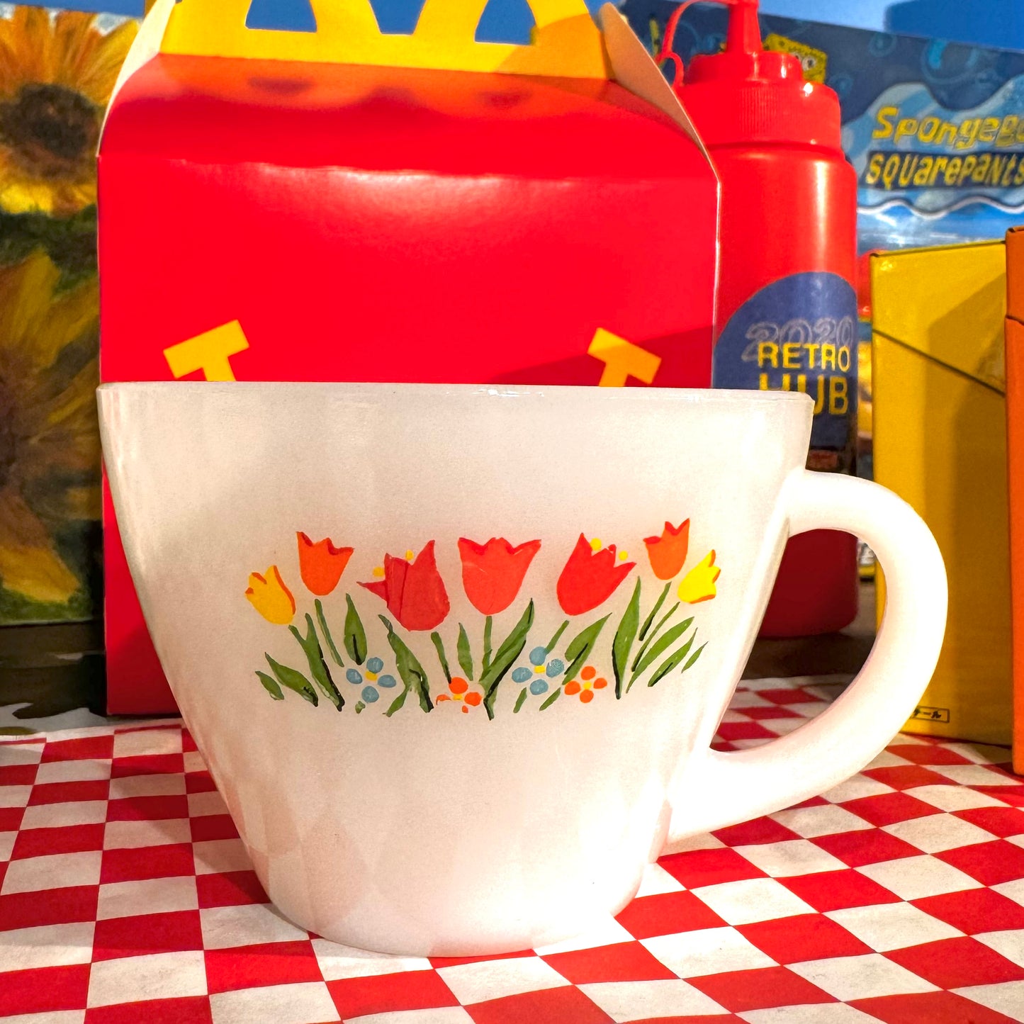 Fire King - 1960's Tulips Mug