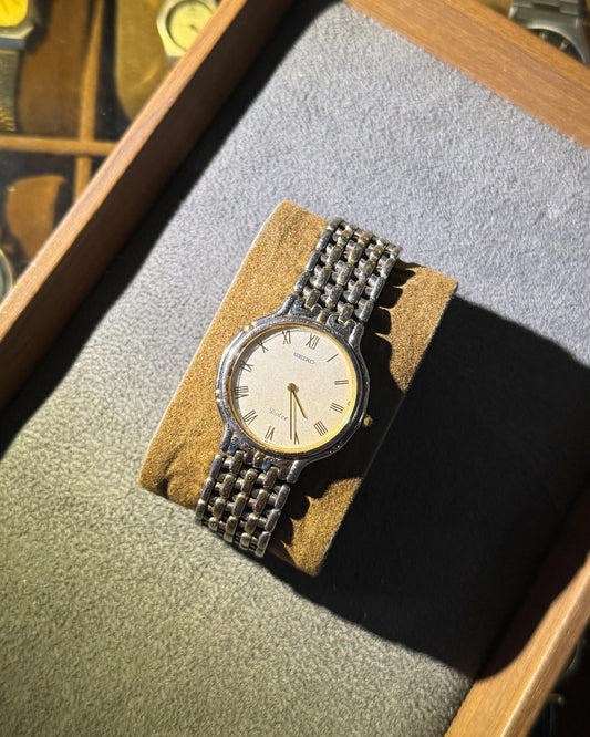 1989 Seiko Dolce round dial white face quartz watch