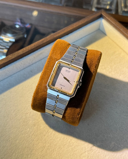 1985 Seiko chronos two tone cartier santo like square quartz watch