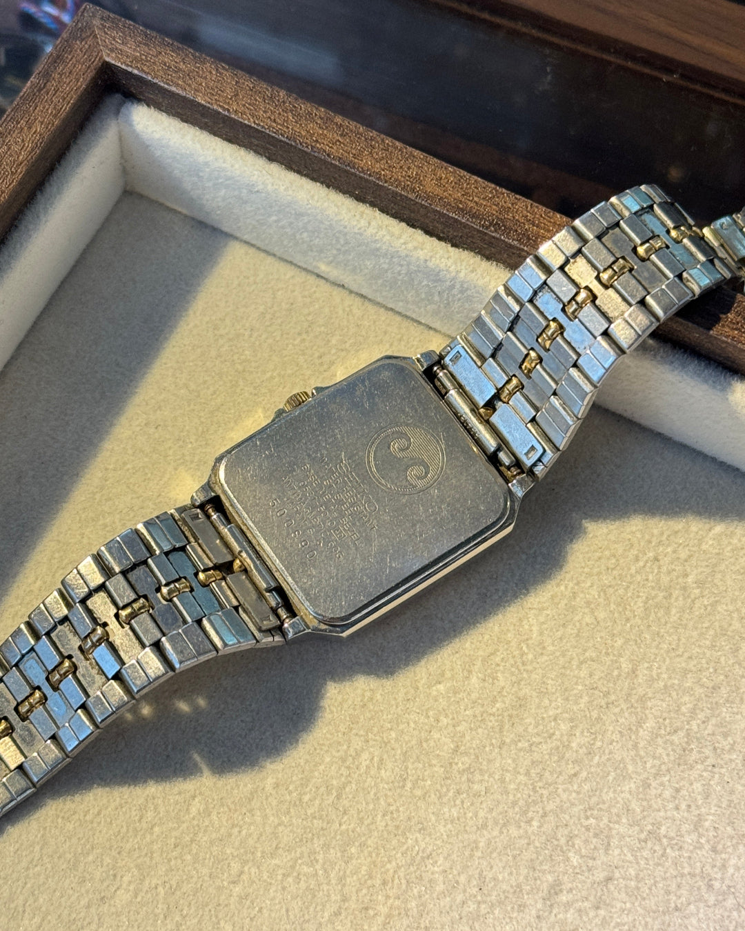 1985 Seiko chronos two tone cartier santo like square quartz watch